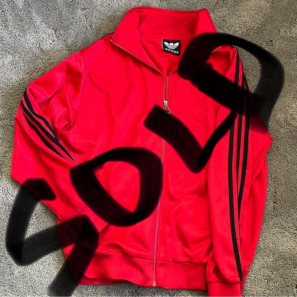 Adidas Light Track Jacket Red w/ Black Stripes Men’s L